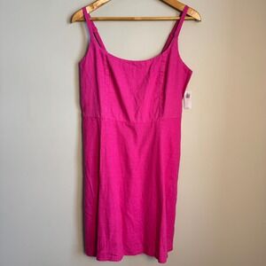 Old Navy Linen Blend Sleeveless Cami Mini Dress Fuchsia Size Large Pockets Beach